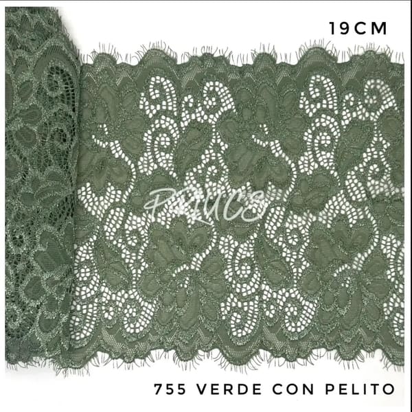 Puntilla ancha 1755 Verde con pelito