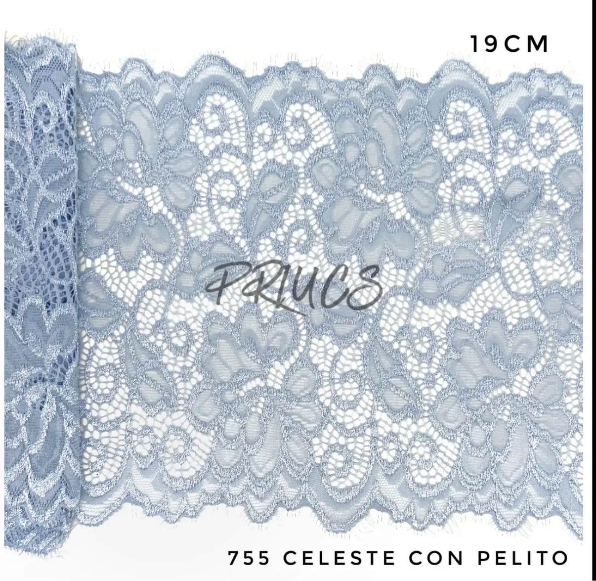 Puntilla ancha 1755 color Celeste con pelito