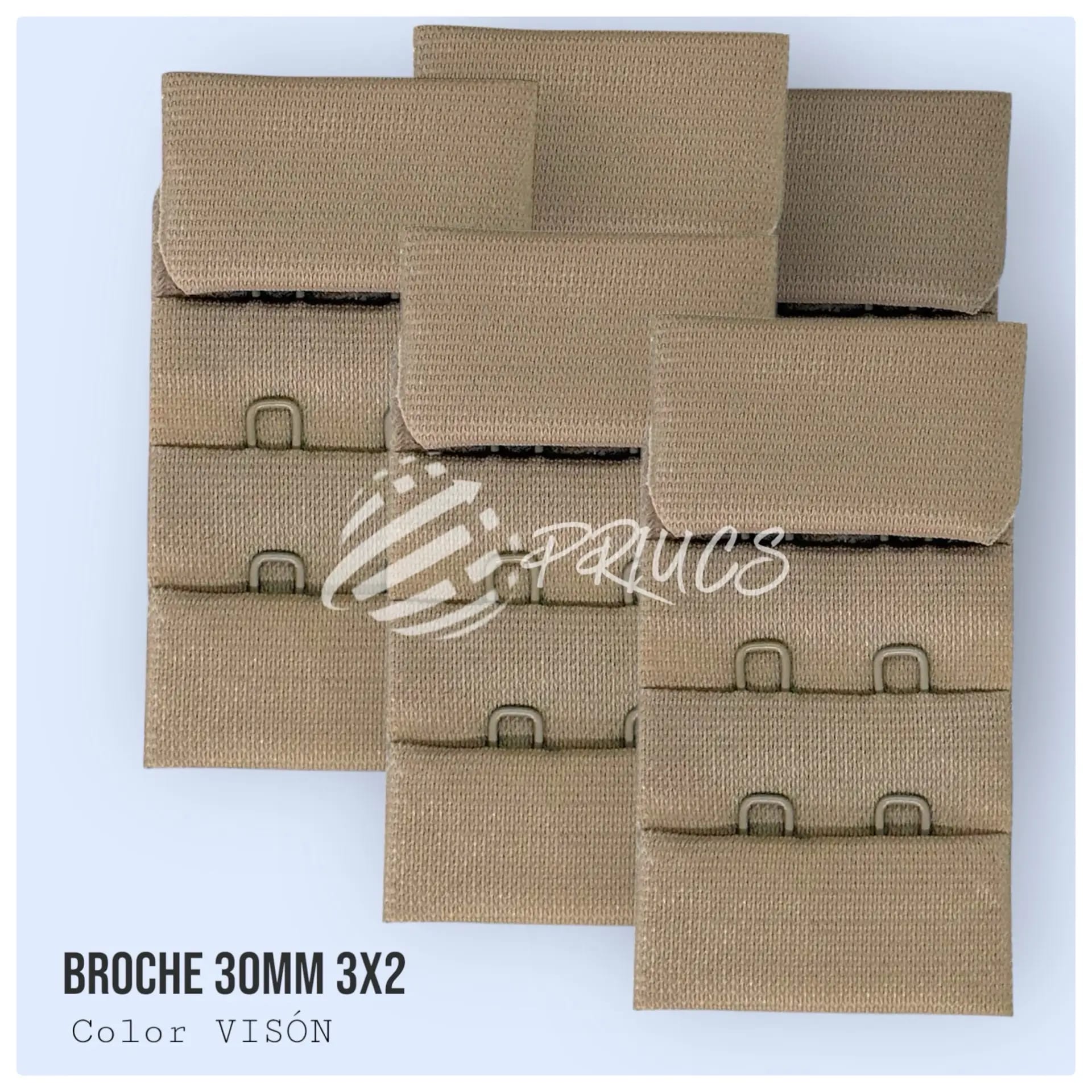 Broche 30 mm 3x2 color Visón