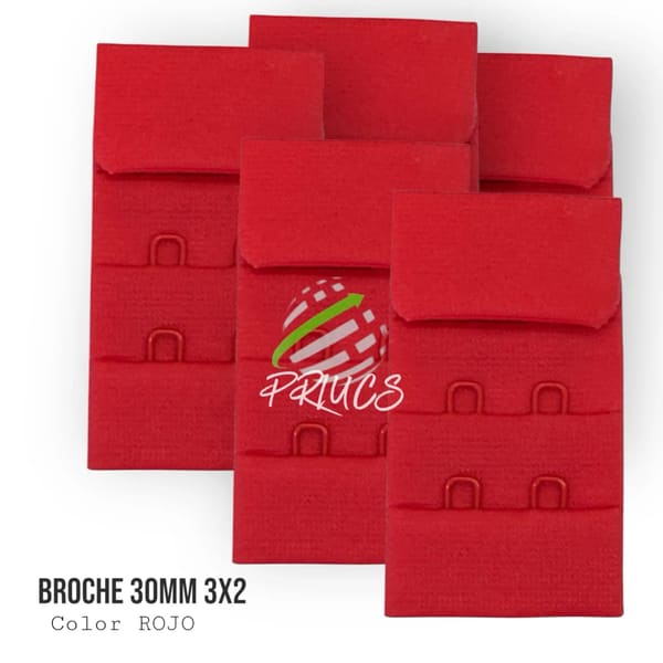 Broche 30 mm 2x3 Rojo