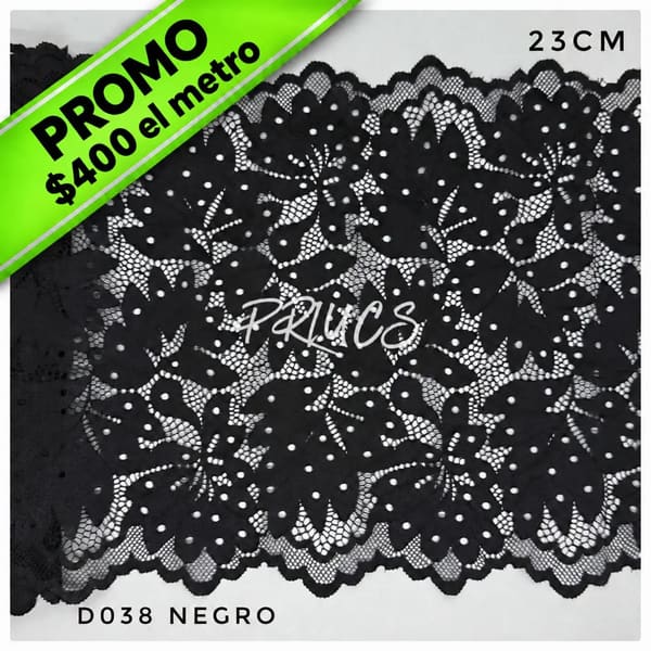 Puntilla ancha D038 Negro