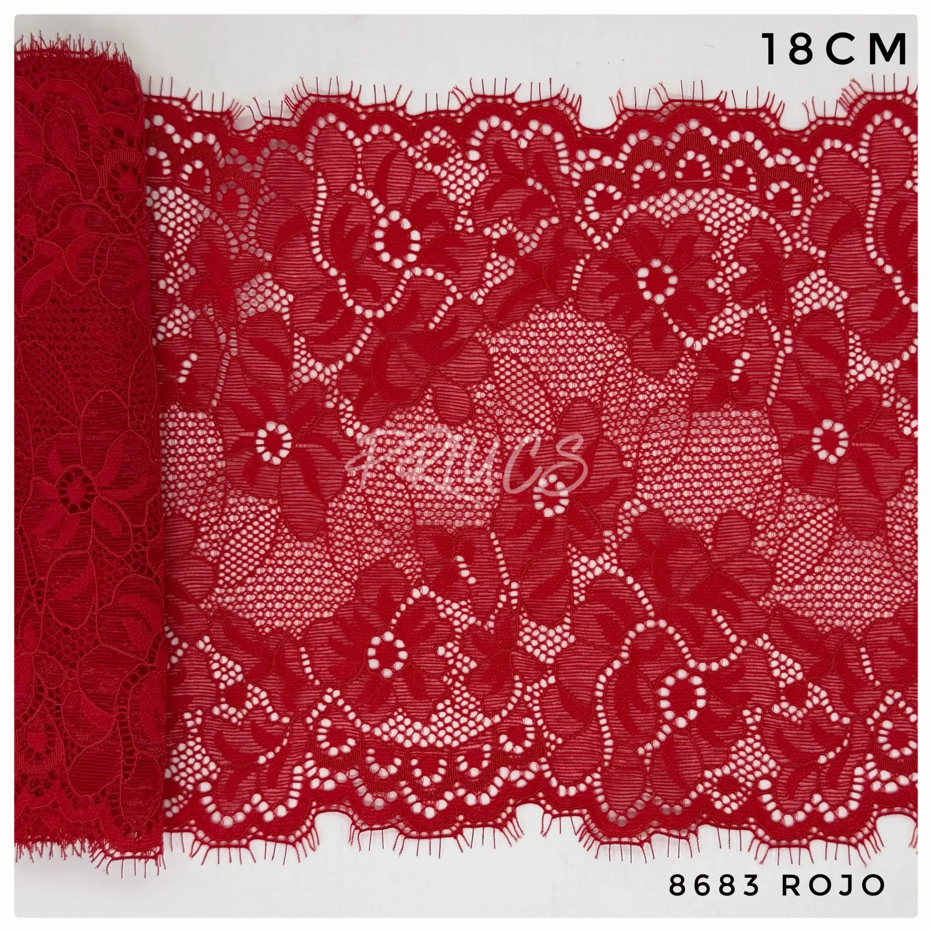 Puntilla ancha 8683 color Rojo con pelito