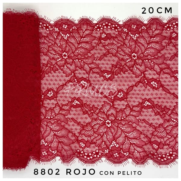Puntilla ancha 8802 Rojo con pelito