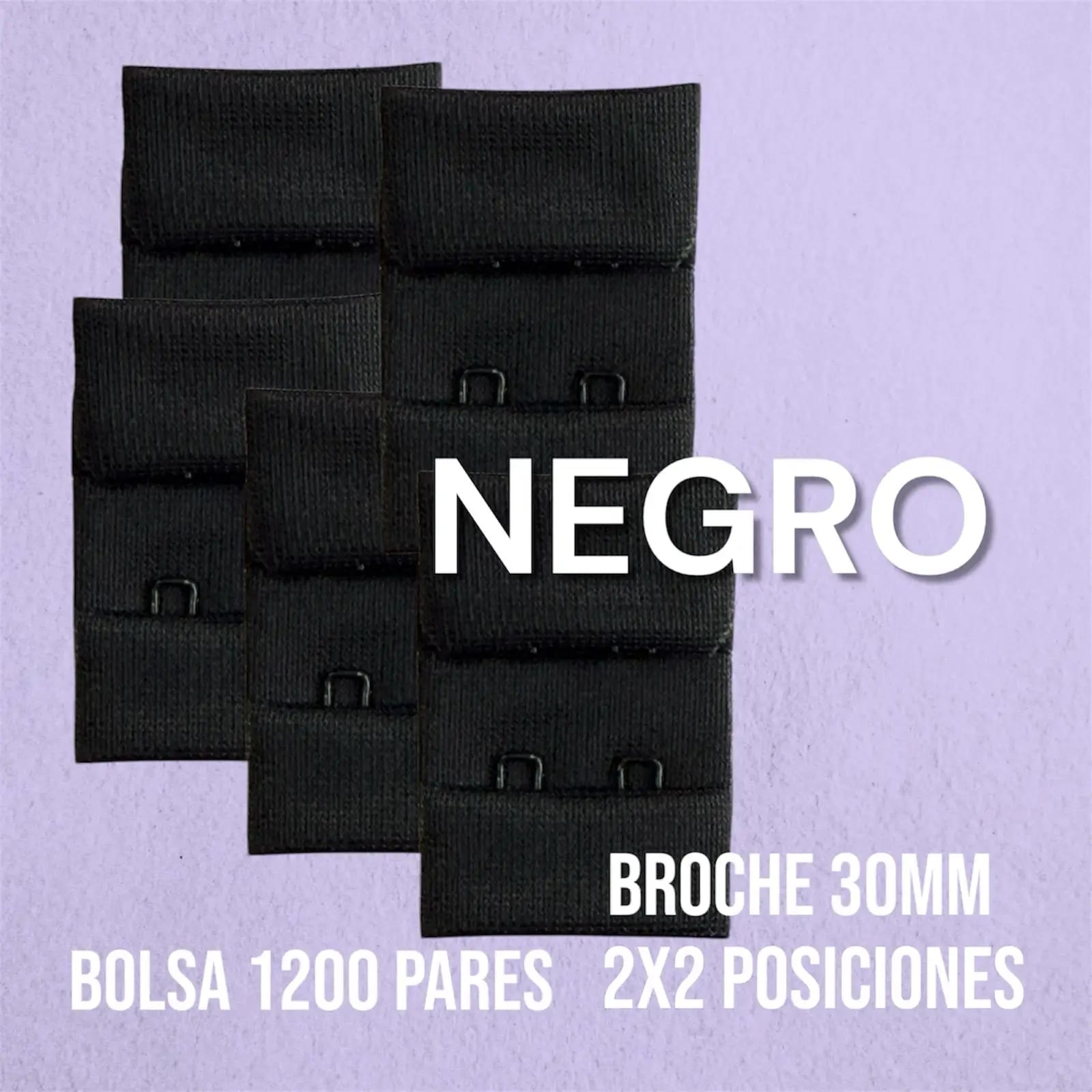 Broche 30 mm 2x2 color Negro